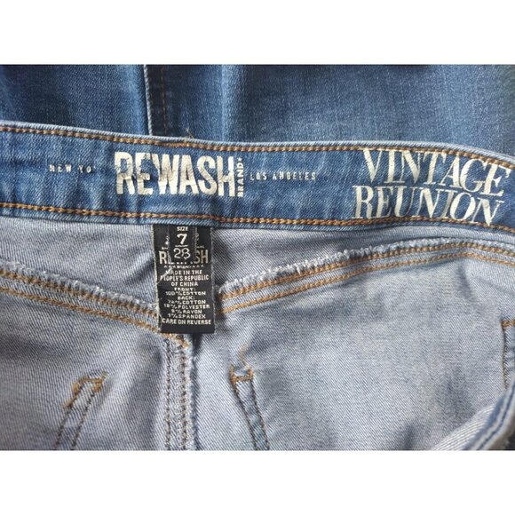 Revash vintage denim cotton mini skirt with frayed and distressed hem, size 7 . - Picture 2 of 8